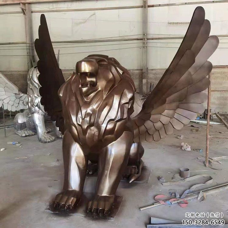 紅銅獅子雕塑優價，鑄造工藝，飛獅雕塑制作