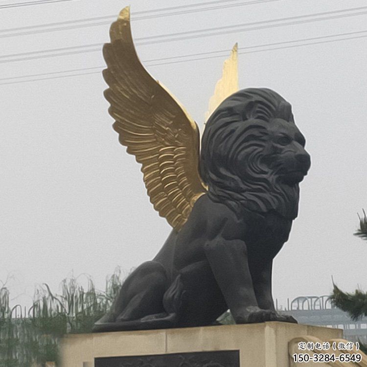 金屬獅子雕塑通用，城市雕塑，大型飛獅雕塑指用