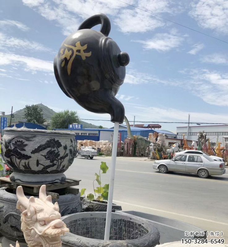 不銹鋼吊壺雕塑，水景雕塑，民族天壺雕塑廠家