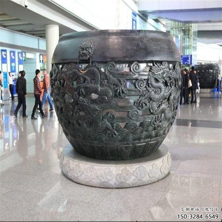 吉祥龍青銅缸雕塑