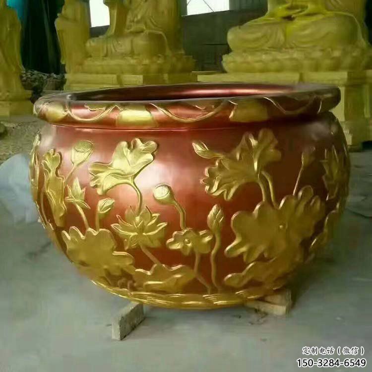 鎏金青銅缸雕塑