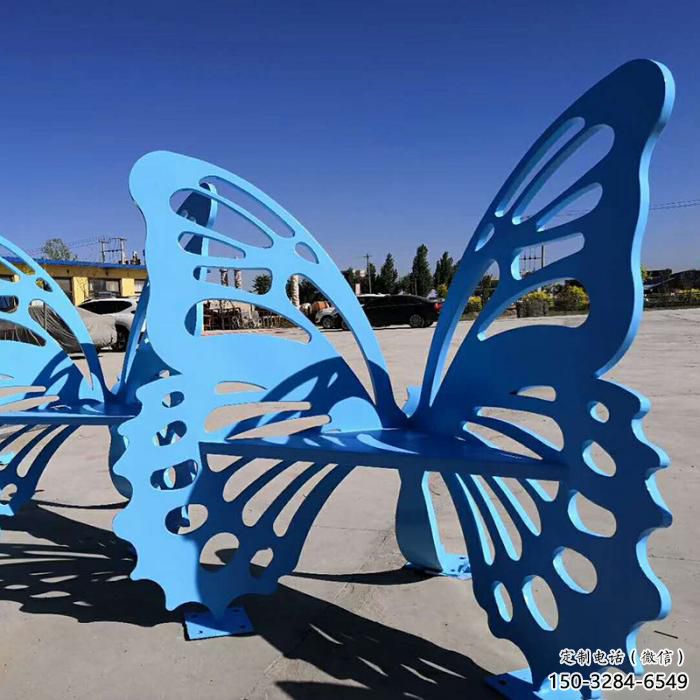 立體蝴蝶坐凳雕塑，美陳景觀擺件