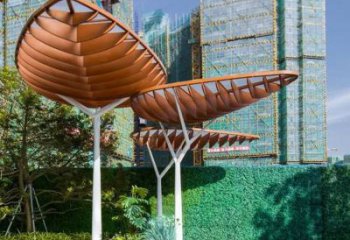 創意不銹鋼葉子廊架雕塑