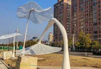 花傘廊架雕塑，不銹鋼廊架花雕塑
