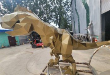 景觀恐龍雕塑供應，公園雕塑，金屬幾何恐龍雕塑制作