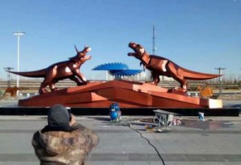 恐龍雕塑服務商，景觀雕塑，戶外幾何恐龍雕塑訂做