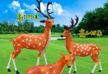 彩繪梅花鹿雕塑選用，廣場雕塑，玻璃鋼動物雕塑選用