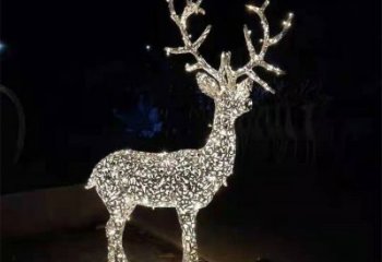 彩繪景觀梅花鹿雕塑生產，景區案例，燈光梅花鹿雕塑優選