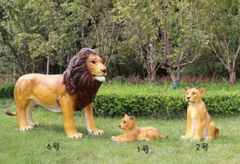 玻璃鋼仿真獅子雕塑廠家，動(dòng)物藝術(shù)元素