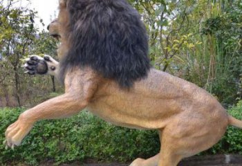 園林獅子雕塑，立體仿真效果，玻璃鋼彩繪動物雕塑