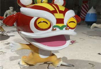 吉祥物動物雕塑，卡通獅子雕塑，玻璃鋼彩繪效果