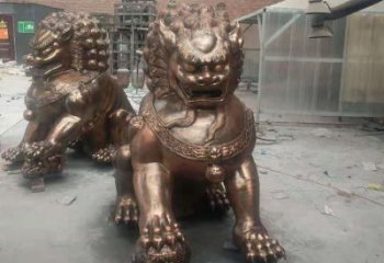 紅銅獅子雕塑制造商，室外軟裝，景觀蹲獅雕塑承接