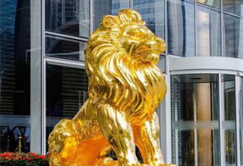 獅子雕塑精選，大門(mén)口擺件，戶外鎏金獅子雕塑承接