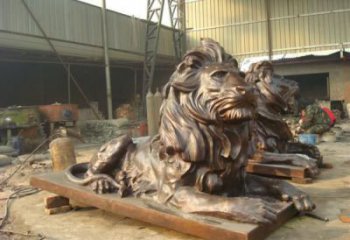 雕塑獅子景觀精選，中式工藝，園林趴獅雕塑供給