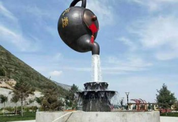 流水吊壺雕塑，懸空風格，吊壺雕塑定制