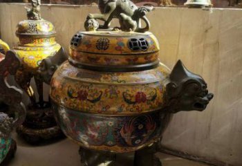 獅子彩球博山爐雕塑