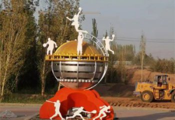 地球儀雕塑廠家，標識雕塑，地球儀人物雕塑制作