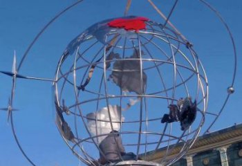 地球儀雕塑通用，街道標識，鋼鑄鏡面地球儀雕塑承接