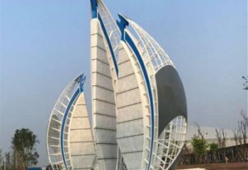 戶外帆船雕塑，鍍金歐式雕塑，鍍金工藝