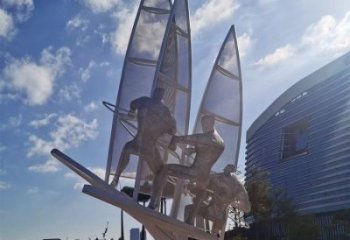 街道帆船雕塑，鍛造景觀雕塑，古銅效果