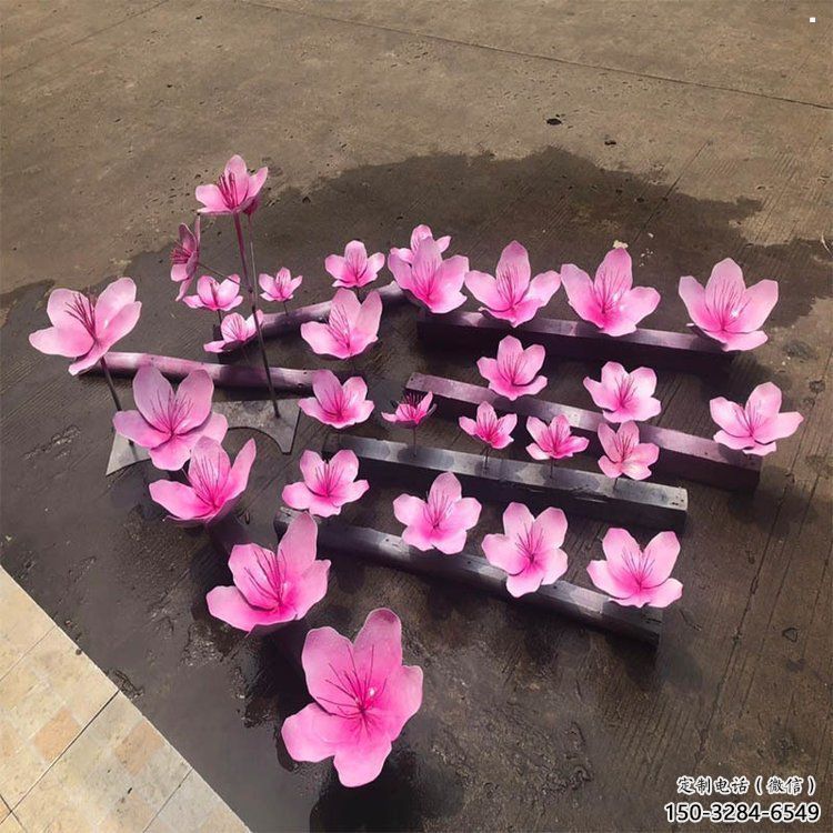 桃花雕塑工廠，美陳雕塑，烤漆桃花雕塑標準