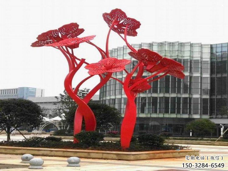 梧桐花雕塑標準，彩鋼制作，不銹鋼梧桐花雕塑優(yōu)價
