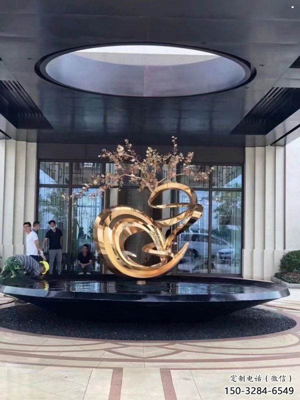 櫻花雕塑精選，室外軟裝，不銹鋼杏花雕塑廠家