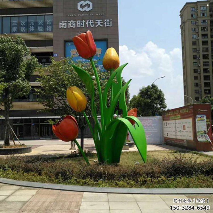 郁金香景觀雕塑精品，小區(qū)雕塑，不銹鋼郁金香雕塑提供