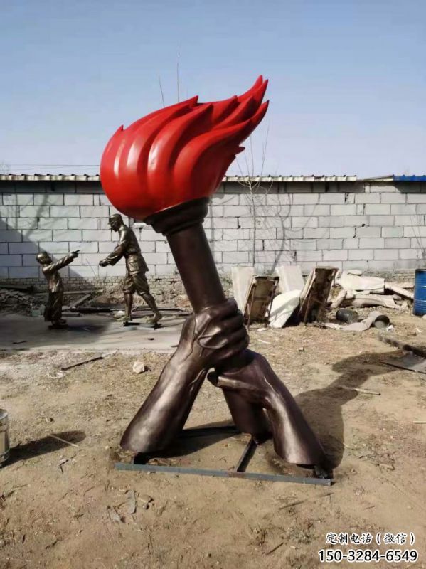 火炬雕塑訂做，景區(qū)雕塑，烤漆不銹鋼火炬雕塑定價