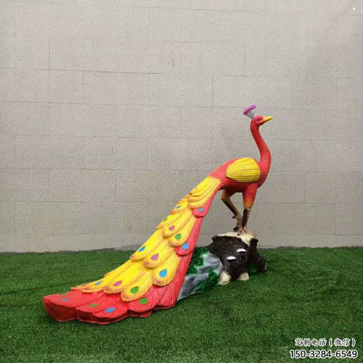 彩繪孔雀雕塑廠家通用，街頭雕塑，仿真孔雀雕塑標準