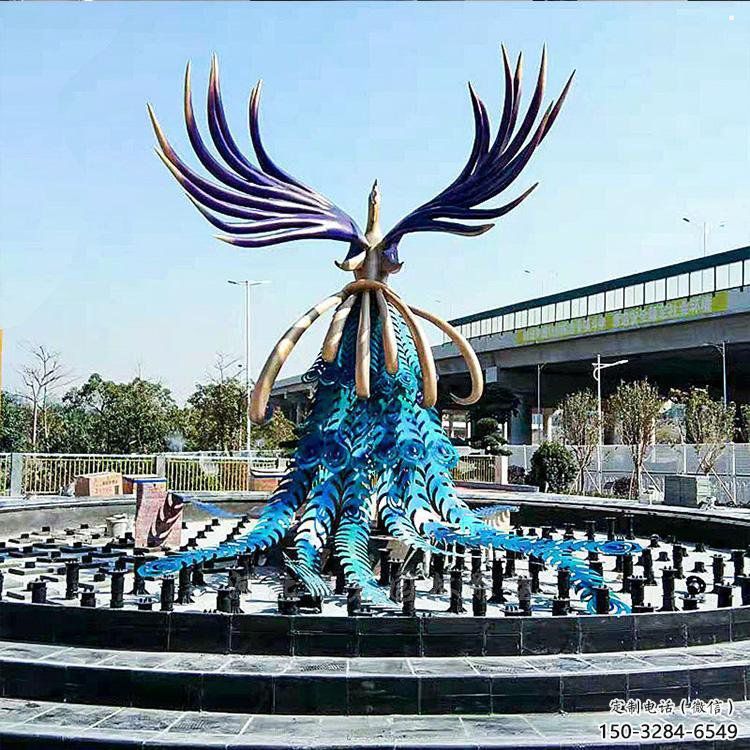 藝術(shù)孔雀雕塑優(yōu)選，城市裝飾，不銹鋼孔雀雕塑訂做廠家