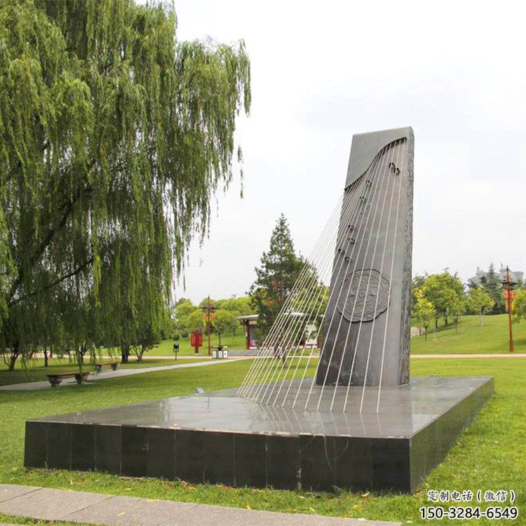 彈古箏雕塑定價(jià)，村標(biāo)概念，公園雕塑景觀選用