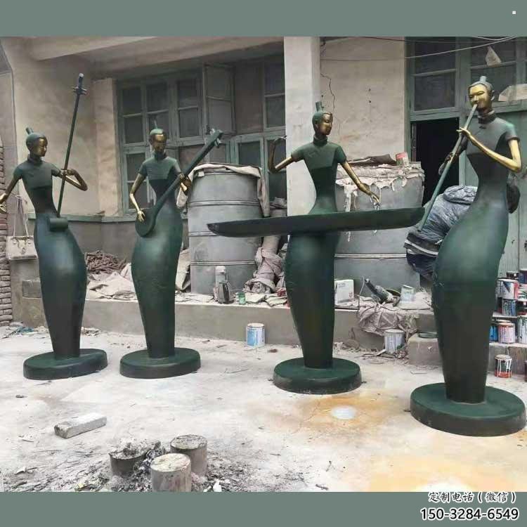 彈古箏雕塑供求，村標概念，民俗人物雕塑制作承接