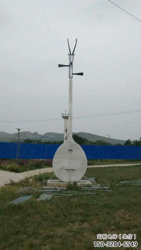 馬頭琴雕塑批發(fā)，街頭藝術(shù)，不銹鋼馬頭琴雕塑展品