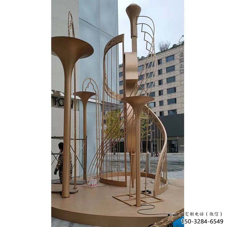 提琴雕塑選用，透雕系列，現代不銹鋼提琴雕塑優價