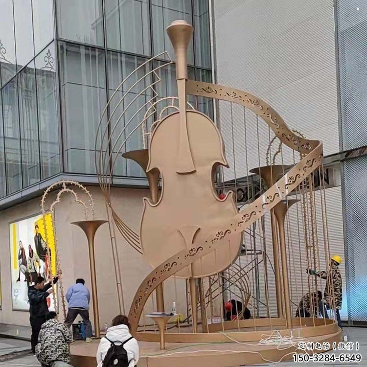 提琴雕塑優(yōu)選，陸地?cái)[件，不銹鋼提琴雕塑制作承接