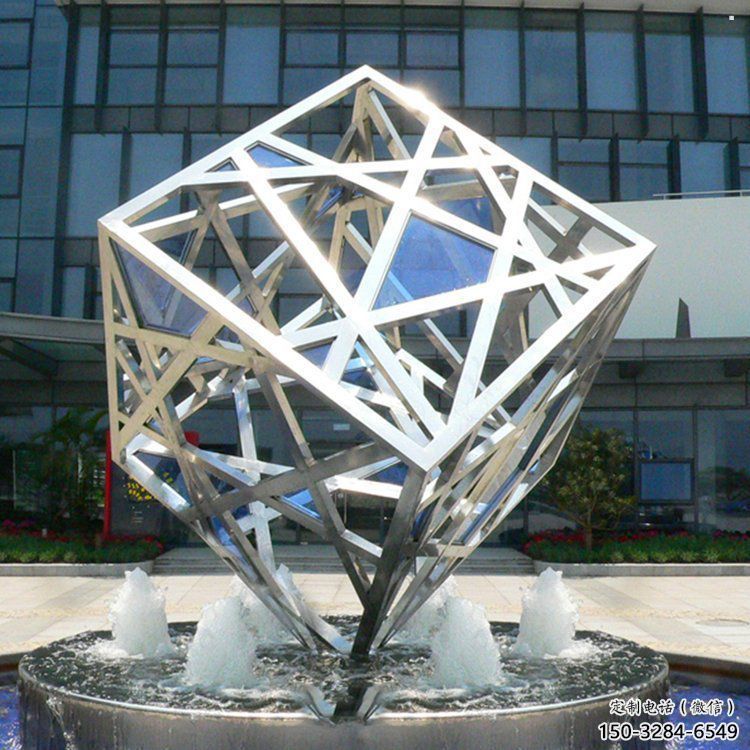 方塊雕塑特供，噴泉雕塑，不銹鋼方塊雕塑優選