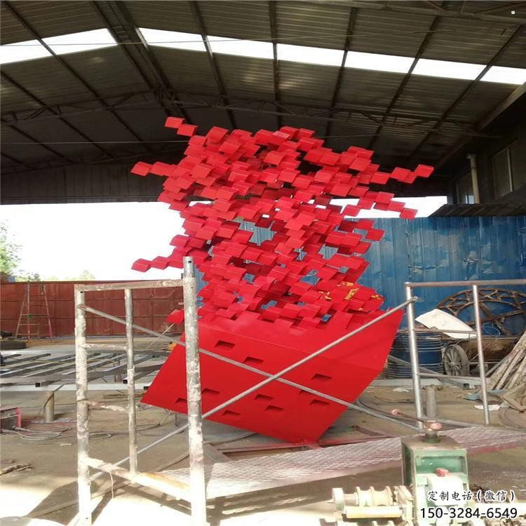 立方體雕塑點擊，城區小品，園林鏤空立方體雕塑承接