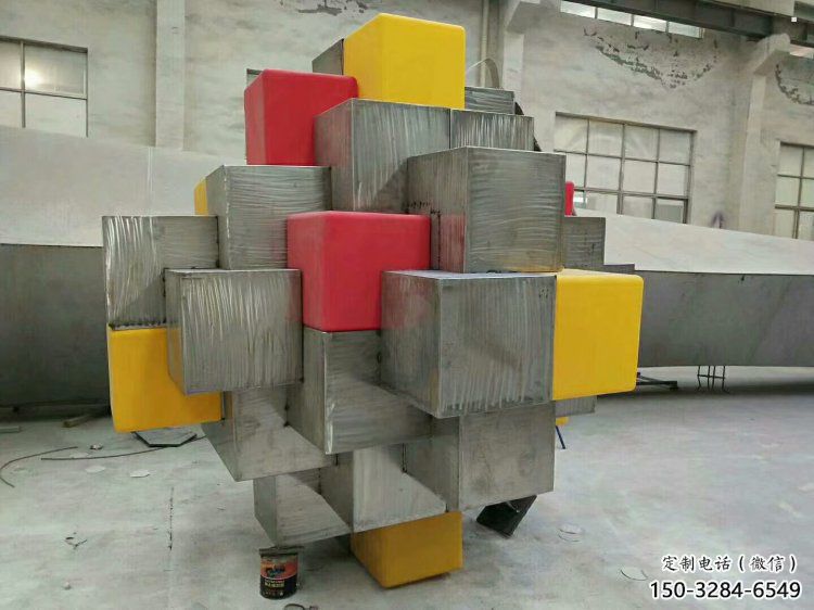 立方體雕塑批發，標識雕塑，鏤空立方體雕塑優選廠家