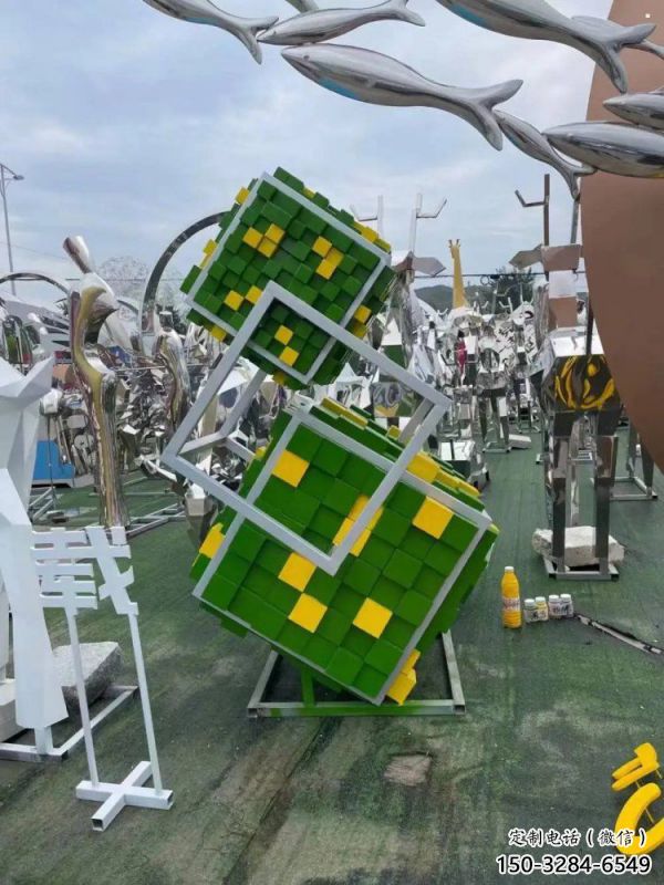 正方體雕塑承接，鍛造工藝，不銹鋼正方體雕塑訂做