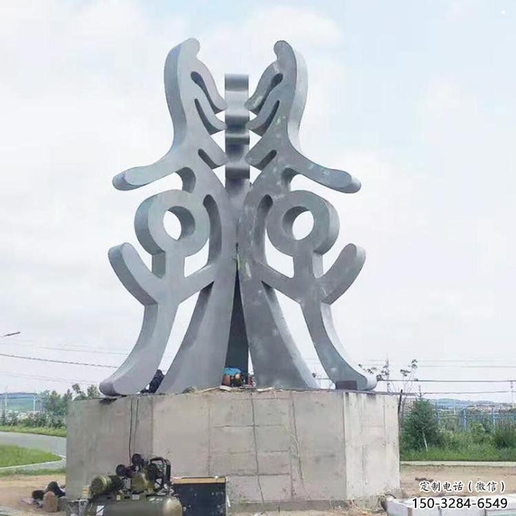 古文字雕塑訂做廠家，景區雕塑，烤漆不銹鋼古文字雕塑