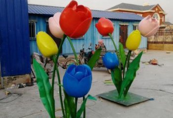 郁金香雕塑廠家，露天雕塑，不銹鋼郁金香雕塑選用