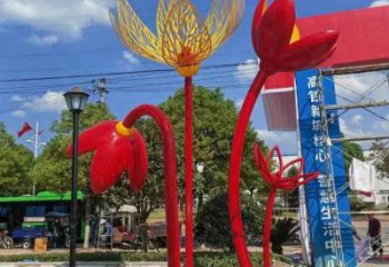 郁金香雕塑訂做，室外軟裝，不銹鋼郁金香雕塑廠