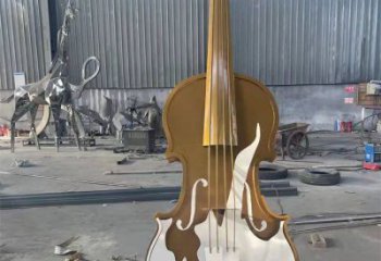 大提琴雕塑展品，室外軟裝，展示不銹鋼大提琴雕塑訂做