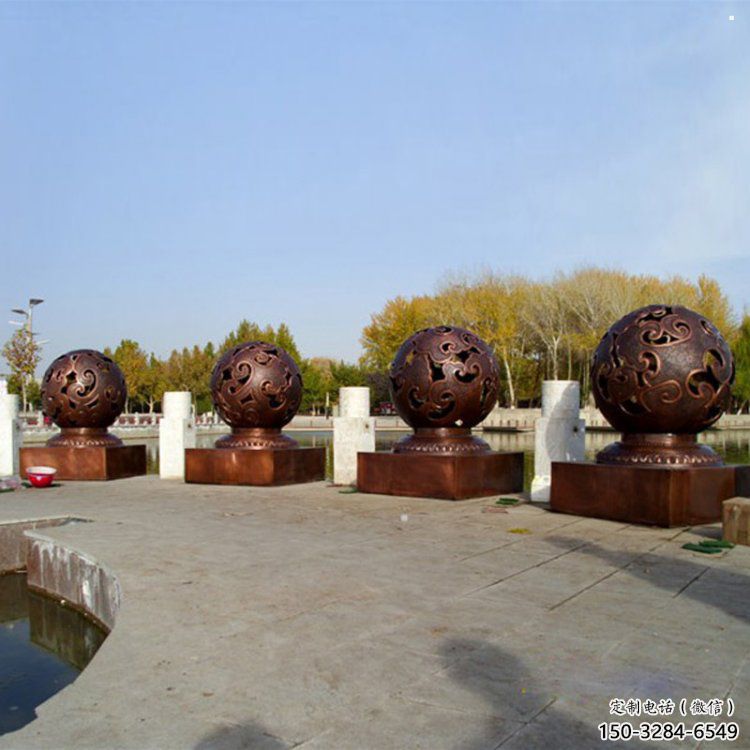 鏤空球雕塑承接，村標(biāo)概念，地產(chǎn)烤漆鏤空球雕塑廠家