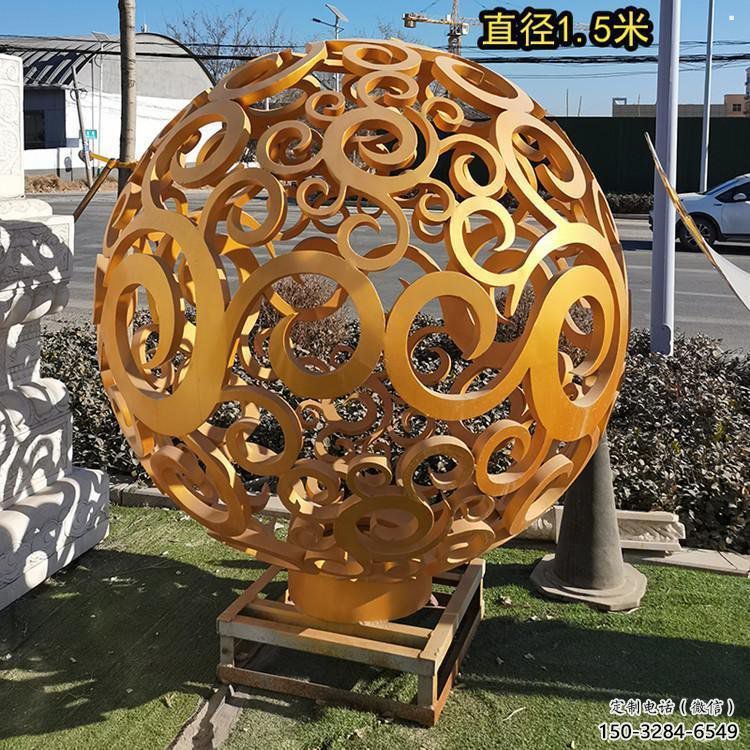 鏤空球雕塑制作，廣場(chǎng)雕塑，烤漆鏤空球雕塑廠家