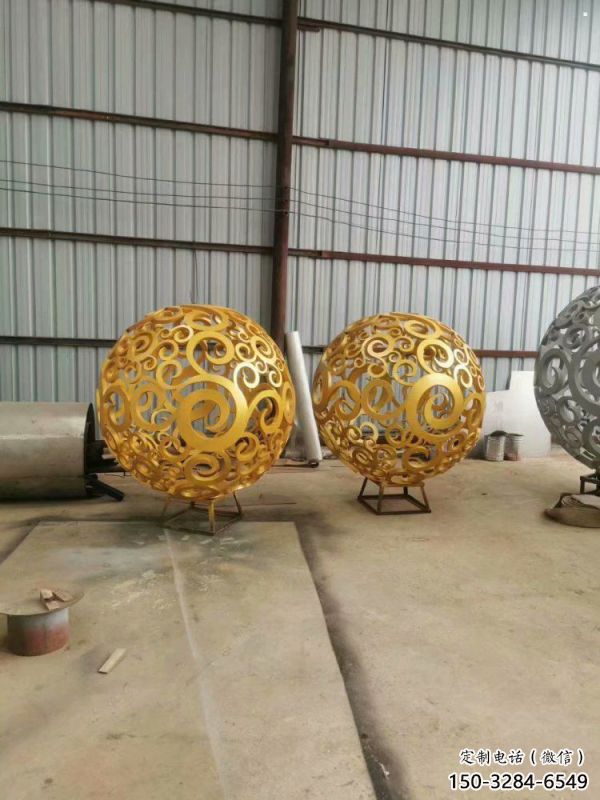 棱面球雕塑服務商，街道標識，鏤空棱面球雕塑定制廠家