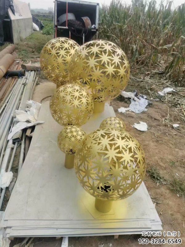 棱面球雕塑供給，市標雕塑，鏤空棱面球雕塑定制廠家