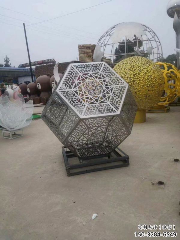 棱面球雕塑精選，景區雕塑，鏤空棱面球雕塑制作