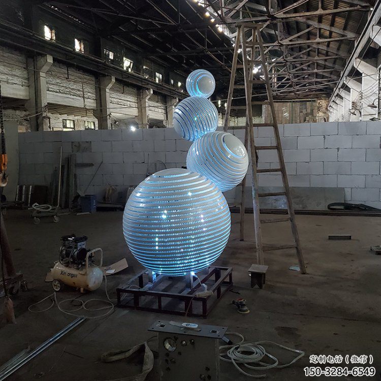 燈光球雕塑定做，標識雕塑，不銹鋼燈光球雕塑選定